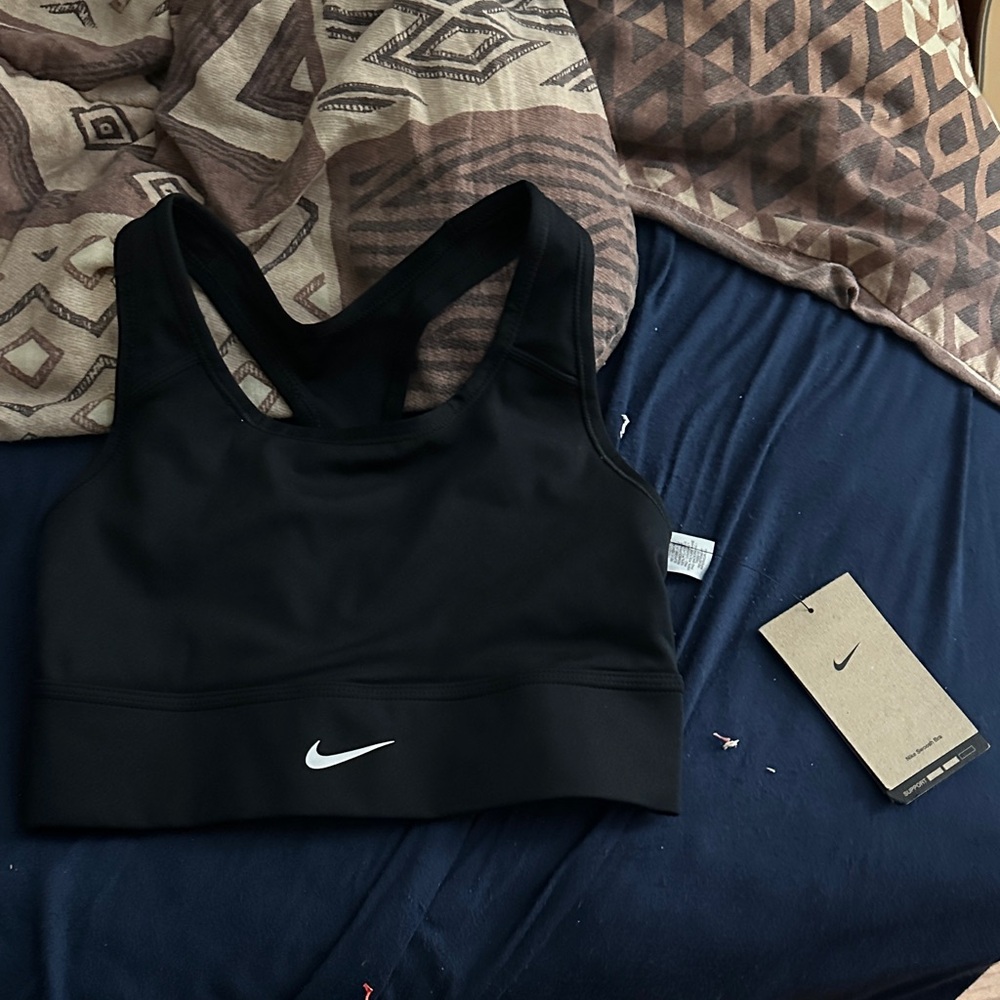 Nike Black Sports Bra with White Logo